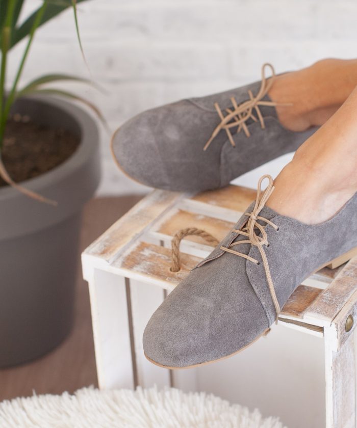Γκρι Χειροποίητα Καστόρινα Oxford Swing Shoes
