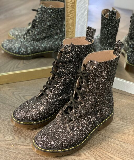 Gold glitter outlet combat boots