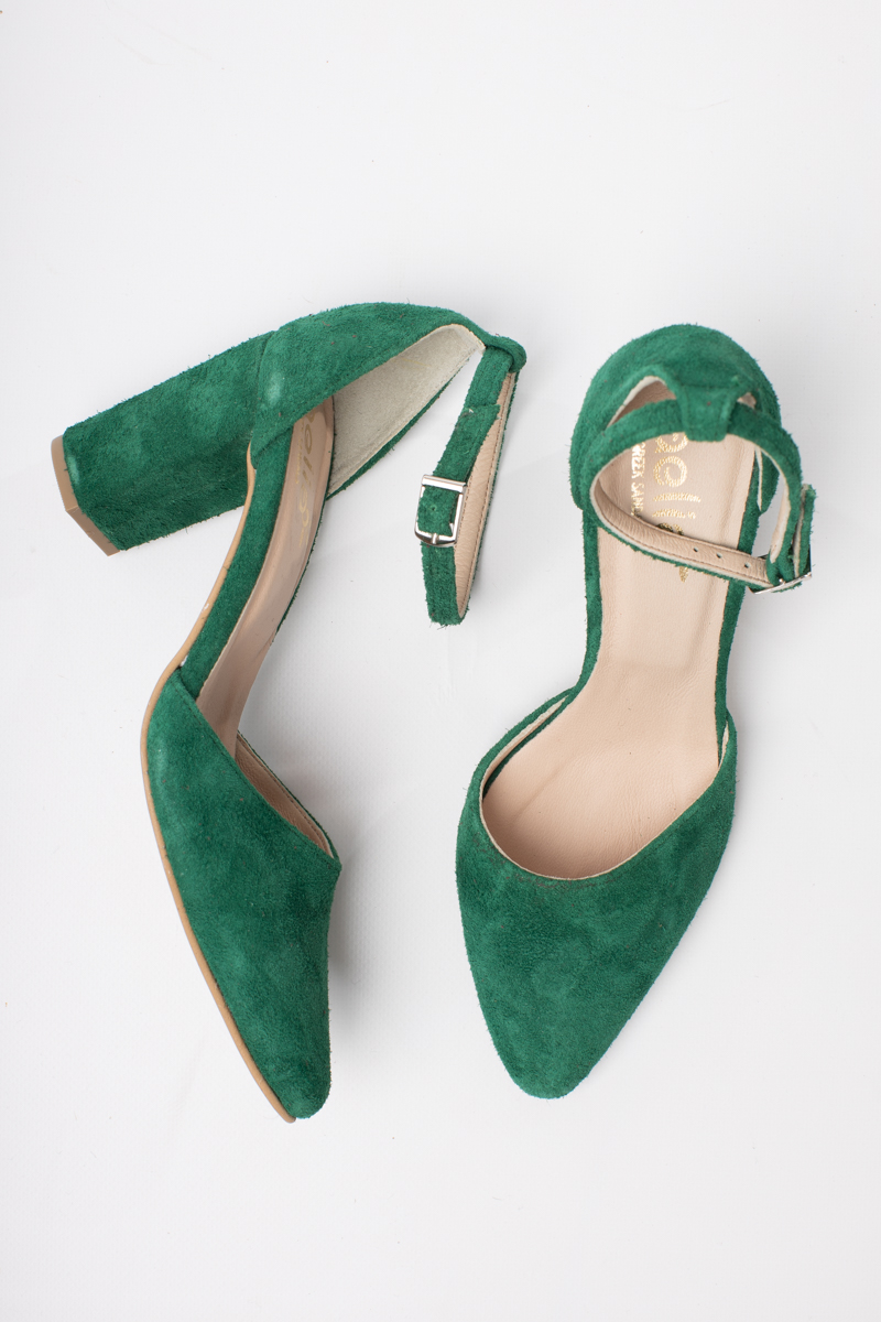 Donna Block Heels Green - aelia greek sandals