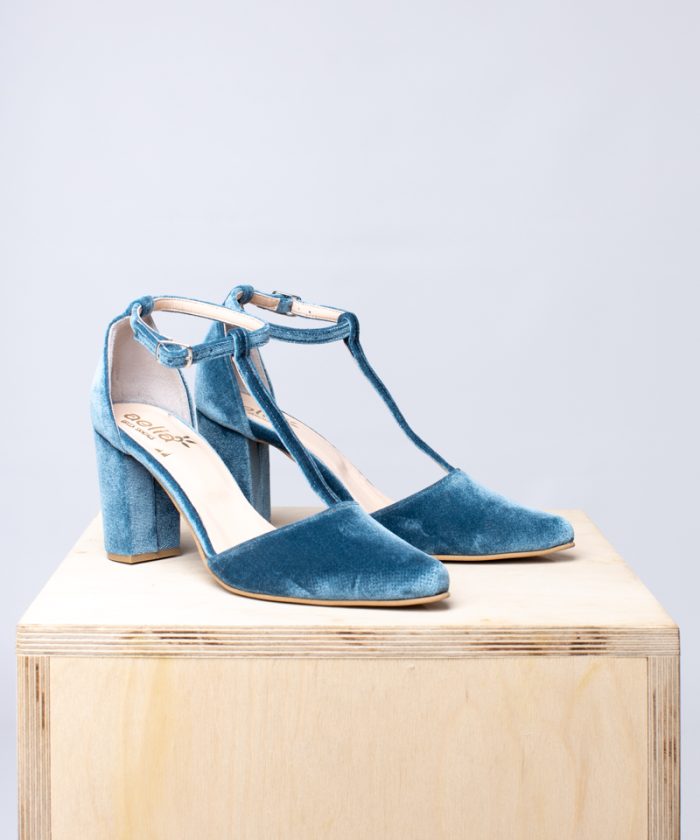 Alternative view of Donna Tango Sapphire Blue Velvet Block Heels
