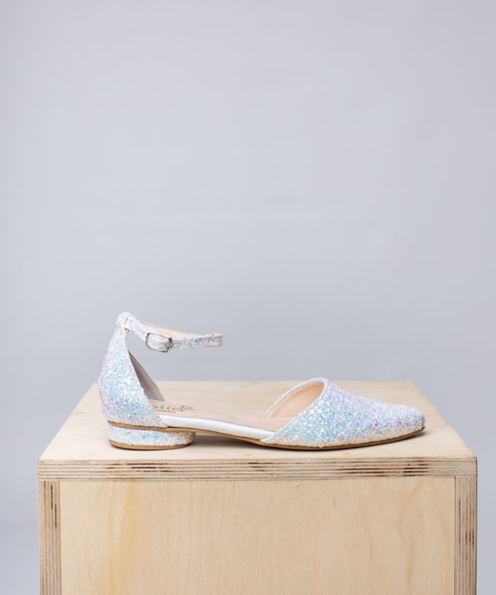 Donna White Glitter Flats Pumps