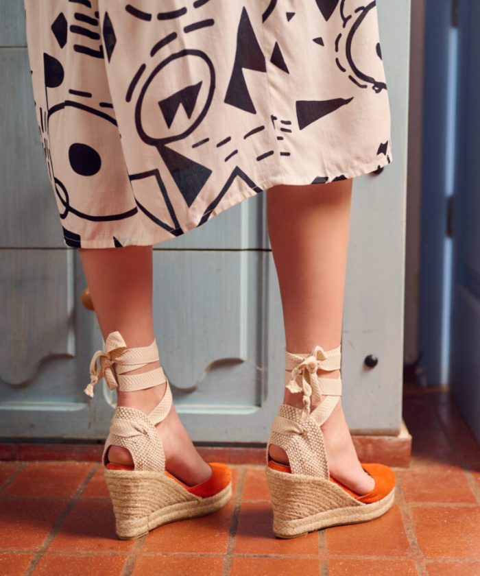 Alternative view of Bright Orange Suede Espadrilles με κορδέλα- classic Lilla-