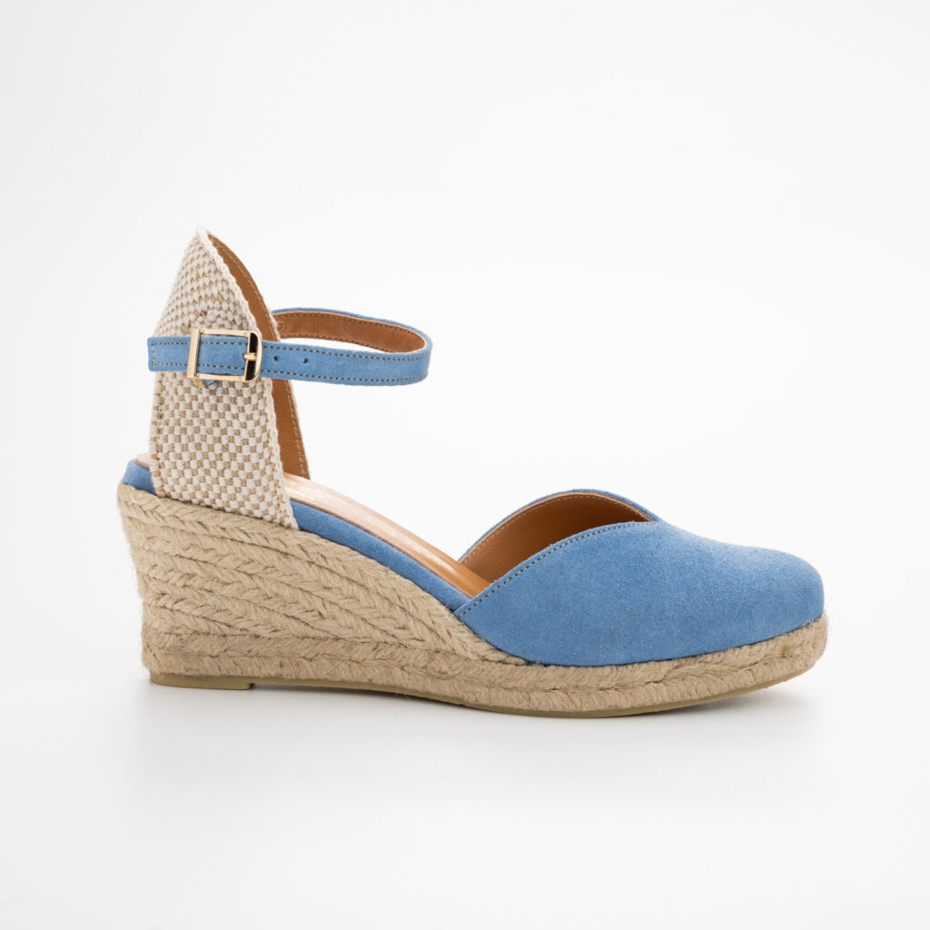 espadrilles light blue Heart 5,5 wedge with ankle strap