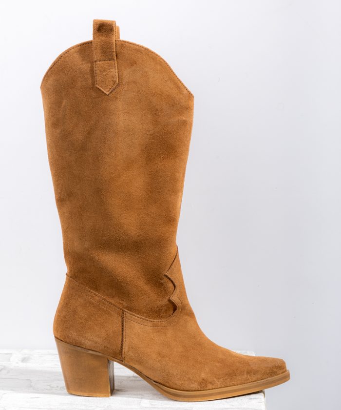 Μπότες Δερμάτινες Suede cowboy Brown-Carly boots