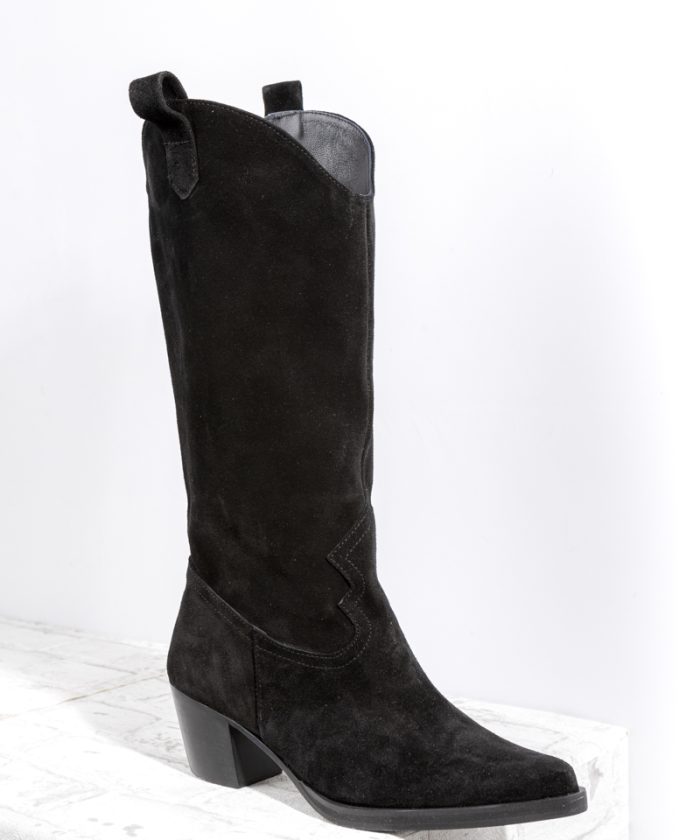 Alternative view of Μπότες Δερμάτινες Suede cowboy Black-Carly boots
