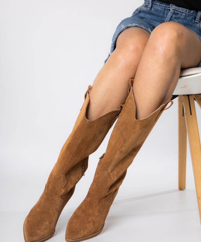 Alternative view of Μπότες Δερμάτινες Suede cowboy Brown-Carly boots