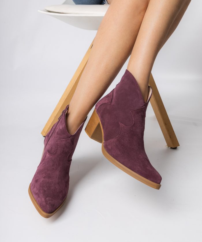Μποτάκια Δερμάτινα Suede Burgundy -Lusinda boots