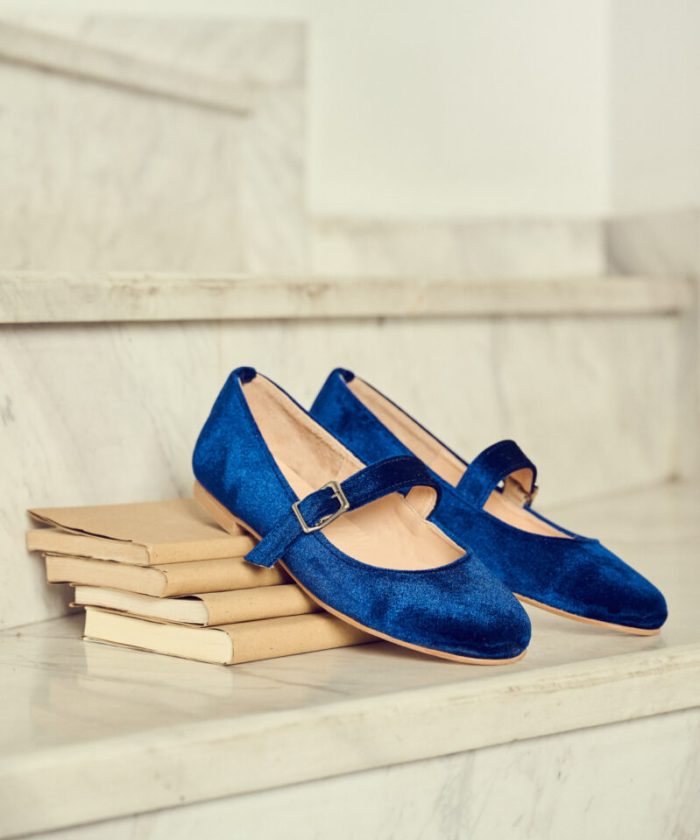 Blue Velvet Mary Jane-Edna-Flats