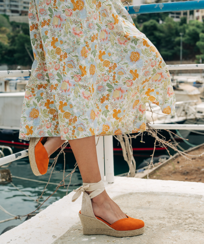 Alternative view of Εspadrilles Orange heart with beige ribbon