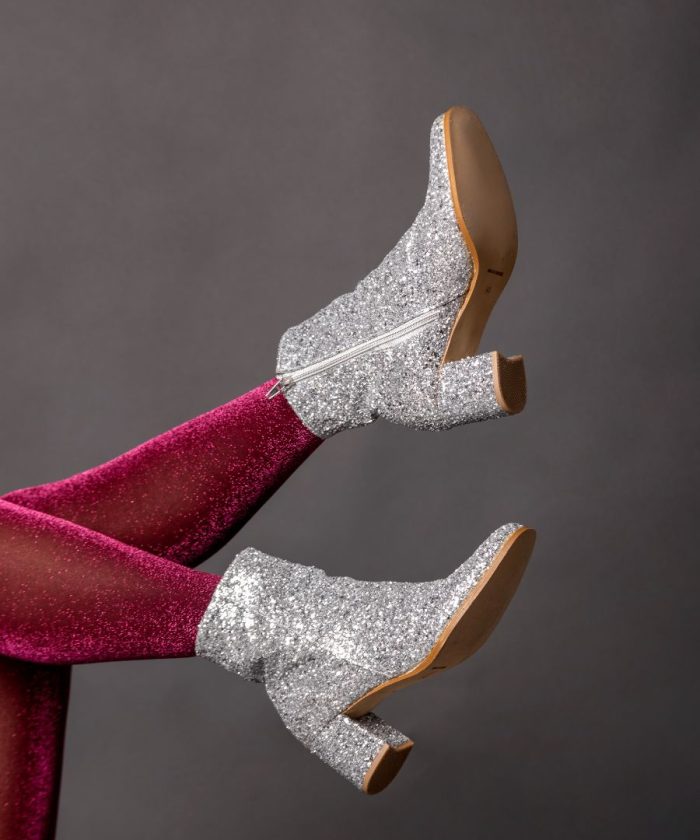 Silver Glitter Boots- Party Shoes