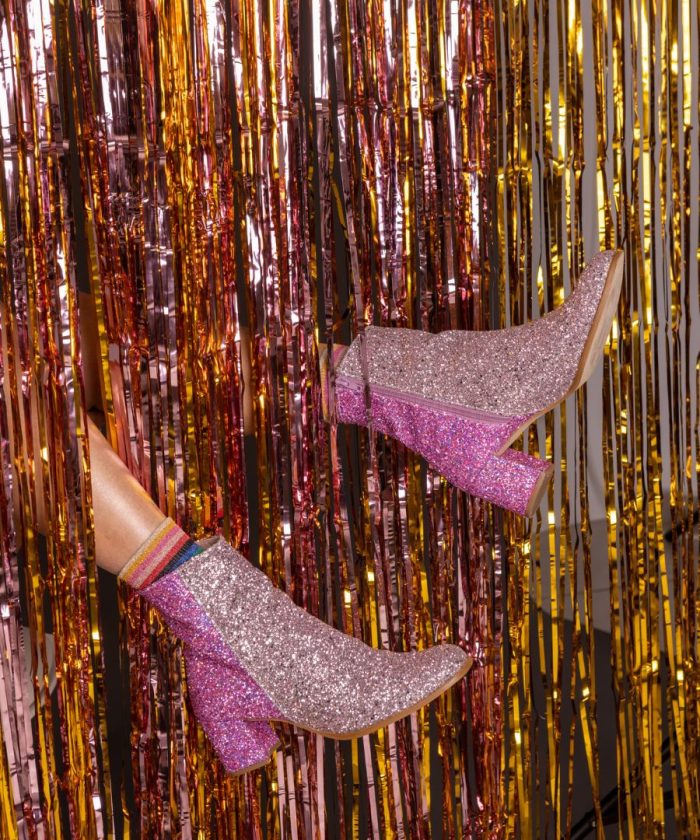 Pink two tone Glitter Boots- Party Shoes