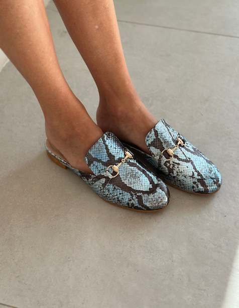 Alternative view of Leather Mules Print Croco print Leather Blue