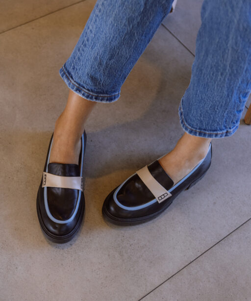 Black Leather Loafers with Colors -friends-
