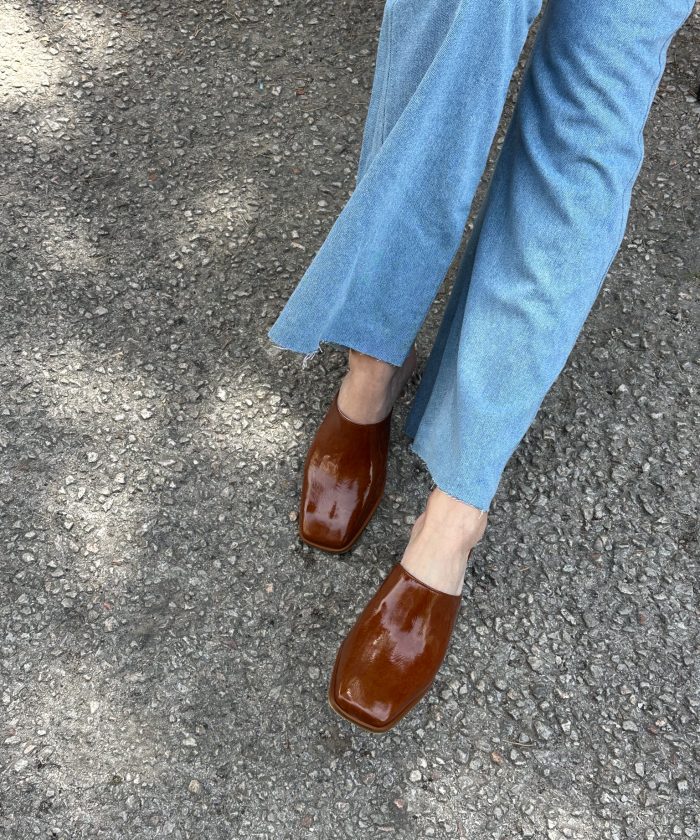 Square Toe Block Heels Clogs/Mules Shoes- Elena brown