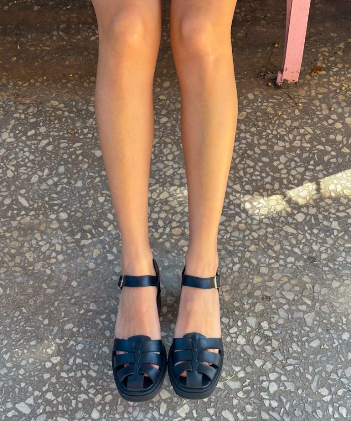 Alternative view of Black Zoe Sandals -fisherman style