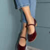 Burgundy Shiny flats Mary Jane -monica