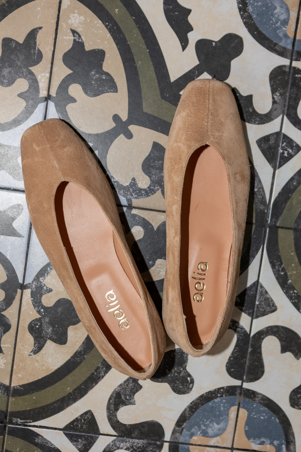 Beige suede leather flats - vera - Image 3