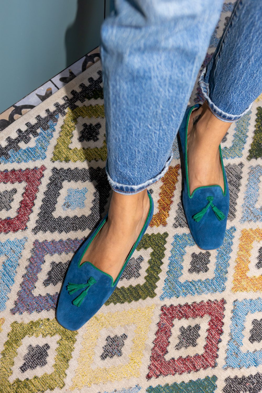 Two tone loafers blue and green Niki - Image 2