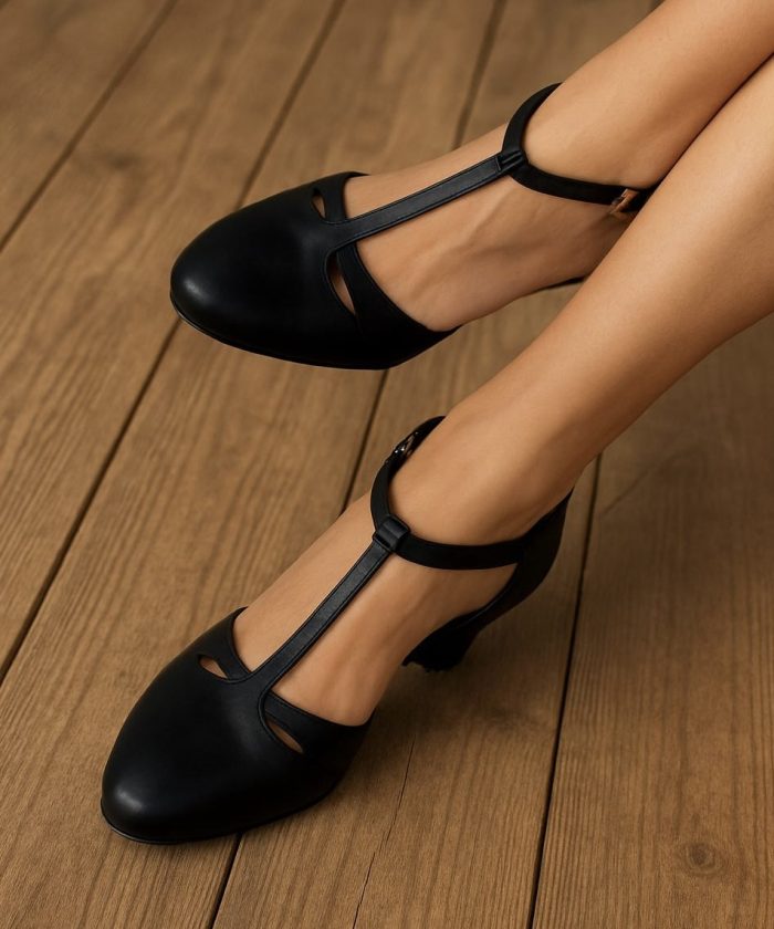 Alternative view of black medium heels -Sylvie