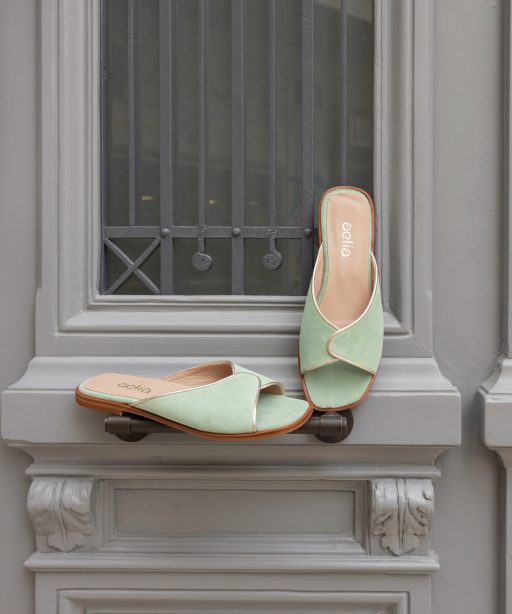 Mint With Gold Details "Lilly" Flats Sandals
