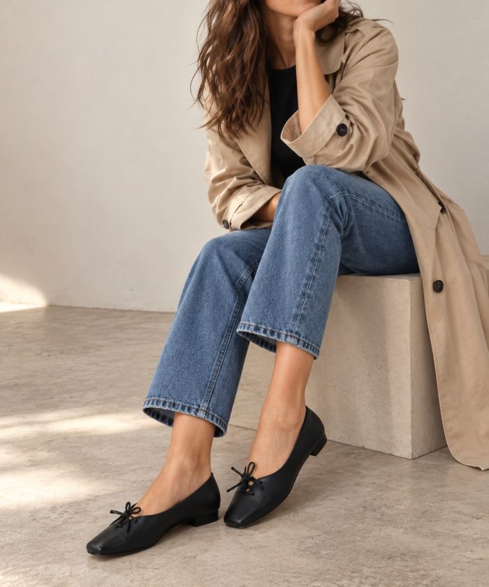 Alternative view of Δερμάτινα Flats με κορδόνι Black "Marilou"