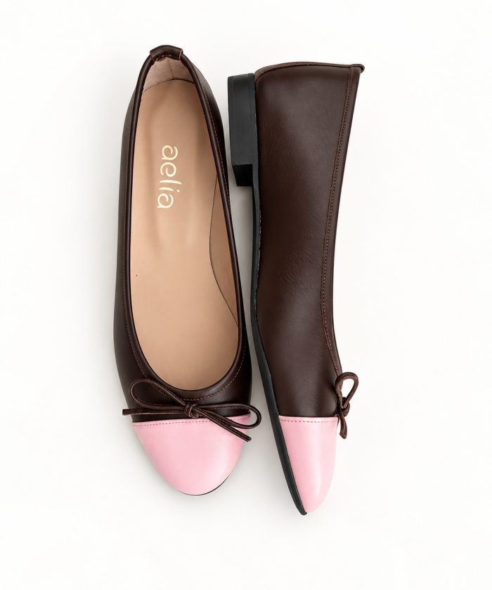 pink-brown ballet flats "kiss" - Image 3