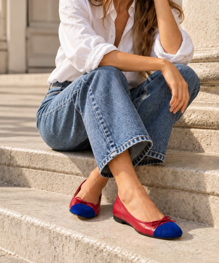 red-blue ballet flats "kiss"