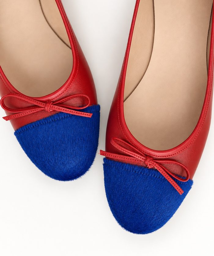 Alternative view of red-blue ballet flats "kiss"