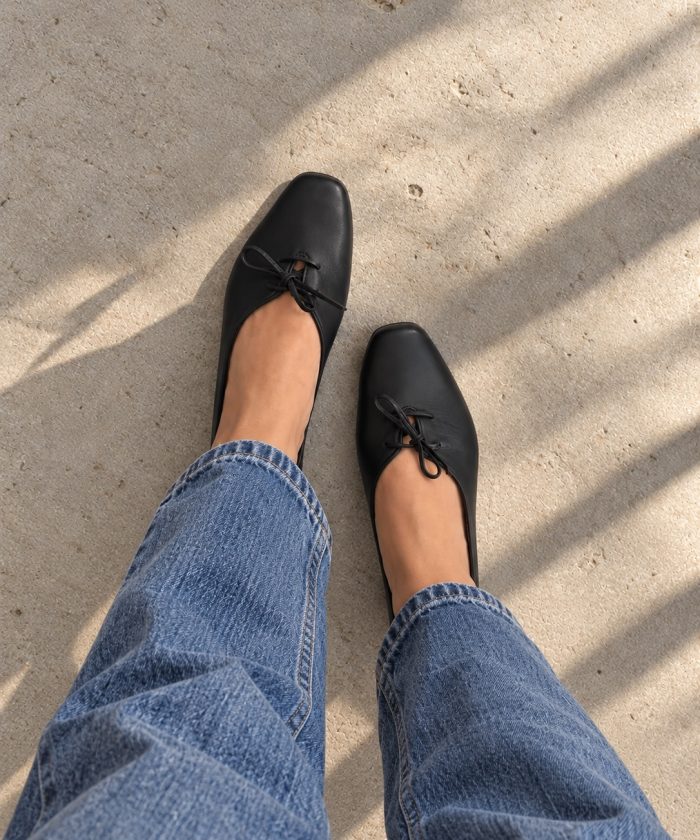 Δερμάτινα Flats με κορδόνι Black "Marilou" - Image 3